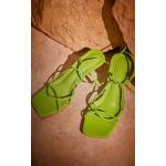 Sandales à talons de soirée vertes à bouts carrés avec un talon de plus de 9cm look chic pour femme 
