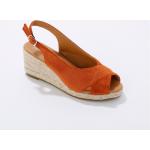 Sandales à talons orange en textile à bouts ouverts look Pin-Up pour femme en promo 