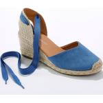 Sandales à talons Blancheporte bleues en textile à bouts ronds look casual pour femme 