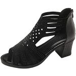 Sandales noires à clous en cuir à talons aiguilles Pointure 38 look fashion pour femme 