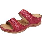Sandales à talons rouges en cuir à paillettes à talons carrés à scratchs Pointure 39 avec un talon entre 5 et 7cm plus size look hippie pour femme 