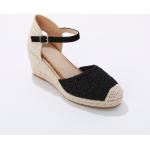 Sandales à talons noires en textile Pointure 36 style bohème pour femme 