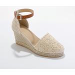 Sandales compensées blanches en textile Pointure 37 look casual pour femme en promo 