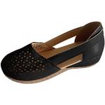 Sandales noires en cuir à strass en cuir pour pieds larges Pointure 35 look fashion pour femme 