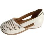 Sandales blanc d'ivoire en cuir à strass en cuir pour pieds larges Pointure 35 look fashion pour femme 