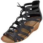 Sandales compensées noires pour pieds larges à fermetures éclair Pointure 41,5 look fashion pour femme 