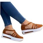 Sandales plates marron en cuir à strass à bouts ouverts Pointure 38 plus size look sportif pour femme 