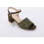 Sandales à talons kaki en textile à bouts ouverts Pointure 36 avec un talon entre 5 et 7cm style bohème pour femme 