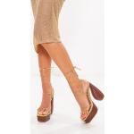 Sandales à brides de soirée dorées avec un talon de plus de 9cm 