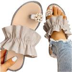 Sandales plates beiges à perles à élastiques Pointure 37 look fashion pour femme 