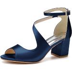 Sandales à talons bleus foncé en caoutchouc à bouts ouverts à boucles Pointure 41 look fashion pour femme 