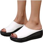 Sandales à talons blanches en cuir à talons aiguilles à bouts ouverts pour pieds larges Pointure 42 avec un talon entre 5 et 7cm look sexy pour femme 