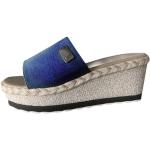Sandales à talons saison été bleues à talons carrés à bouts ouverts pour pieds larges Pointure 43 plus size look fashion pour femme 