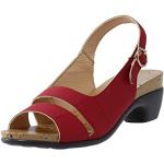 Sandales plates rouges en cuir à scratchs Pointure 37 look fashion pour femme 