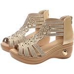 Chaussures de randonnée beiges à bouts carrés pour pieds larges à lacets Pointure 39 look fashion pour femme 