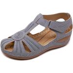 Sandales grises en cuir Pointure 39 look fashion pour femme 