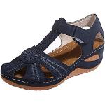 Sandales à talons bleues à paillettes à scratchs Pointure 43 avec un talon entre 5 et 7cm plus size look sexy pour femme 
