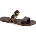 Sandales plates à effet léopard en cuir pour femme 