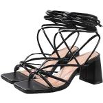 Sandales à talons noires pour pieds larges à boucles Pointure 44 look fashion pour femme 