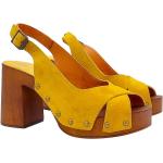 Sandales à brides marron en daim à talons carrés avec un talon entre 7 et 9cm pour femme 
