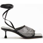 Sandales Miista noires en cuir en cuir à bouts carrés Pointure 36 avec un talon entre 5 et 7cm pour femme 
