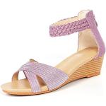 Sandales plates violettes à bouts ouverts Pointure 40 look fashion pour femme 