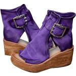 Sandales violettes à rayures en cuir en cuir Pointure 39 look fashion 