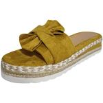 Sandales plates saison été jaunes respirantes à bouts ouverts Pointure 37 avec un talon entre 5 et 7cm look fashion pour femme 