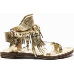 Sandales plates A.S.98 dorées en cuir à franges Pointure 36 pour femme 