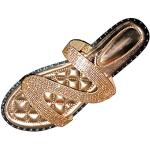 Sandales plates dorées en caoutchouc à strass Pointure 38,5 classiques pour femme 