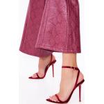 Sandales à talons rouge cerise en velours à bouts pointus avec un talon de plus de 9cm pour femme 