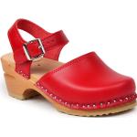 Sandales à brides rouges en cuir avec un talon entre 5 et 7cm pour enfant 