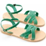 Sandales de mariage vert clair en cuir en cuir pour pieds étroits avec un talon jusqu'à 3cm look casual pour fille 