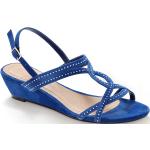 Sandales à talons Blancheporte bleues en textile à sequins Pointure 36 look casual pour femme 
