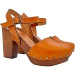 Sandales à talons marron en cuir avec un talon de plus de 9cm pour femme 