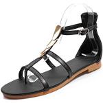 Sandales à talons noires Pointure 48 avec un talon jusqu'à 3cm look fashion pour femme 