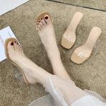 Sandales à talon haut en PVC à bouts ouverts avec un talon entre 7 et 9cm look sexy pour femme 