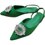 Sandales plates vertes à strass look fashion pour femme 