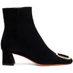 Low boots Santoni noires en cuir à talons géométriques à bouts carrés Pointure 41 pour femme 
