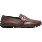 Chaussures à boucles Santoni marron chocolat en cuir de veau à bouts carrés look casual pour homme 