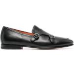 Chaussures à boucles Santoni noires en cuir de veau à bouts en amande look casual pour homme en promo 