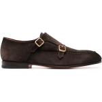 Chaussures à boucles Santoni marron chocolat en cuir de veau à bouts en amande look casual pour homme 