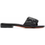 Sandales à talons Santoni noires en cuir à bouts ouverts pour femme 
