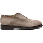 Chaussures oxford Santoni grises en velours à bouts en amande look casual pour homme en promo 
