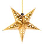 SANWOOD Décorations de Noël à suspendre pour décorations de Noël, étoile 3D en papier à suspendre avec pentagramme creux - Doré - 45 cm