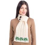 SAOL - Femme – Écharpe Aran avec motif trèfle – 100 % laine mérinos. - marron - taille unique
