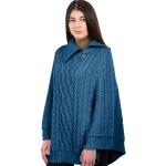 Ponchos bleu canard en laine look fashion pour femme 