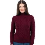 Pulls en laine rouge bordeaux en laine à col roulé Taille XS look fashion pour femme 