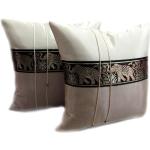 Satin and Thai Silk Lot de 2 housses de coussin décoratives faites main Motif éléphant 40,6 x 40,6 cm