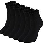 Chaussettes noires en dentelle à volants en lot de 6 Taille XS look fashion pour femme 